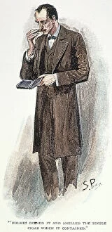SHERLOCK HOLMES. Sherlock Holmes. Drawing by Sidney Paget for Arthur Conan Doyle's