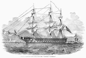 SHIP: NUZETIEH, 1854. The Nuzetieh (Victorious), flagship of Admiral Adolphus Slade SHIP: NUZETIEH, 1854. The Nuzetieh (Victorious), flagship of Admiral Adolphus Slade