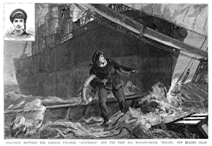 SHIPWRECK, 1887. Sailor John White (also shown in inset at upper left) standing SHIPWRECK, 1887. Sailor John White (also shown in inset at upper left) standing