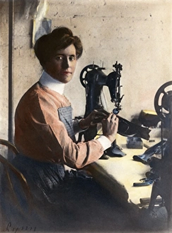 SHOE FACTORY, 1895. A woman worker at a Lynn, Massachusetts, shoe factory SHOE FACTORY, 1895. A woman worker at a Lynn, Massachusetts, shoe factory