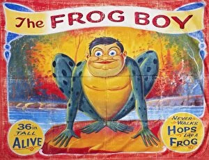 SIDESHOW POSTER, c1945. American sideshow poster for The Frog Boy, c1945