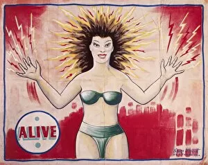 SIDESHOW POSTER, c1965. Sideshow poster by Snap Wyatt featuring the Electric Girl, c1965