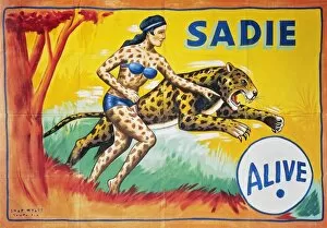 Circus Collection: SIDESHOW POSTER, c1965. Sideshow poster by Snap Wyatt, of Sadie, The Leopard Woman, c1965