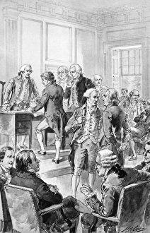 Signing of the Declaration of Independence on 4 July 1776. Drawing by Henry A. Ogden (1856-1936) Signing of the Declaration of Independence on 4 July 1776. Drawing by Henry A. Ogden (1856-1936)