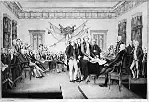 The signing of the Declaration of Independence in Congress at the Independence Hall The signing of the Declaration of Independence in Congress at the Independence Hall