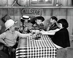 SILENT FILM: LITTLE RASCALS. Our Gang, Little Rascals. Spanky, Buckwheat, Mickey, Alfalfa and Darla left to right