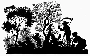 SILHOUETTE: DAILY LIFE. German, mid-19th century SILHOUETTE: DAILY LIFE. German, mid-19th century