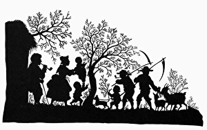 SILHOUETTE: FAMILY LIFE. German, mid-19th century SILHOUETTE: FAMILY LIFE. German, mid-19th century