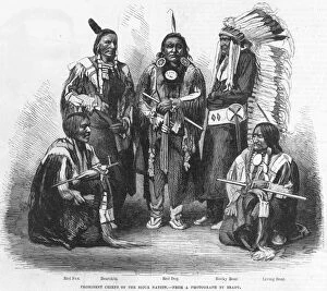 SIOUX CHIEFS. (Left to right) Red Fox; Bearskin; Red Dog; Rocky Bear; Living Bear