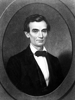 Sixteenth President of the United States. An idealized mezzotint engraving, 1860 Sixteenth President of the United States. An idealized mezzotint engraving, 1860