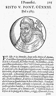 SIXTUS V (1521-1590). Pope, 1585-1590. Woodcut from Le Vite Di Tutti I Pontefici SIXTUS V (1521-1590). Pope, 1585-1590. Woodcut from Le Vite Di Tutti I Pontefici