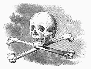 Images Dated 16th December 2008: SKULL AND CROSSBONES. Wood engraving, American, 1853