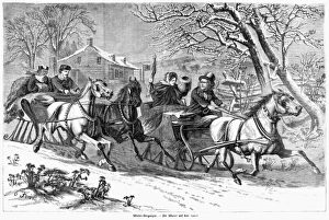 SLEIGHING, 19th CENTURY. Sleighing in the countryside SLEIGHING, 19th CENTURY. Sleighing in the countryside