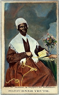 SOJOURNER TRUTH (c1797-1883). American evangelist. Colored souvenir carte-de-visite SOJOURNER TRUTH (c1797-1883). American evangelist. Colored souvenir carte-de-visite