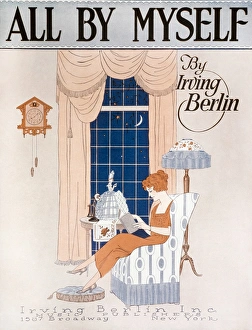 SONG SHEET, 1921 American sheet-music cover, for All By Myself, by Irving Berlin, 1921 SONG SHEET, 1921 American sheet-music cover, for All By Myself, by Irving Berlin, 1921