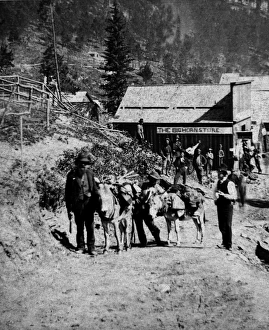 SOUTH DAKOTA: DEADWOOD. Men with pack animals at Deadwood, South Dakota SOUTH DAKOTA: DEADWOOD. Men with pack animals at Deadwood, South Dakota