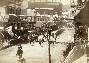 SOUTH DAKOTA: DEADWOOD. People of Deadwood, South Dakota, celebrating the the completion SOUTH DAKOTA: DEADWOOD. People of Deadwood, South Dakota, celebrating the the completion