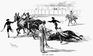 SPAIN: BULLFIGHTING, 1891. The last scene at Madrid SPAIN: BULLFIGHTING, 1891. The last scene at Madrid