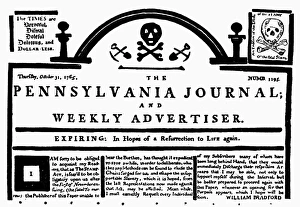 STAMP ACT, 1765. Banner of the Pennsylvania Journal, 31 October 1765, with a STAMP ACT, 1765. Banner of the Pennsylvania Journal, 31 October 1765, with a