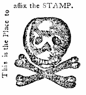 STAMP ACT: CARTOON, 1765. Anti-Stamp Act woodcut from the Pennsylvania Journal, 1765