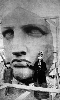 Face Collection: STATUE OF LIBERTY, 1885. Face of the Statue of Liberty before asemblage at Bedloes Island in New
