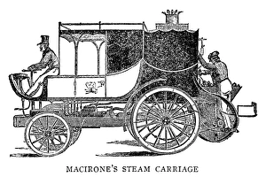STEAM CARRIAGE. Steam carriage invented by Francis Maceroni, c1836. Engraving, English STEAM CARRIAGE. Steam carriage invented by Francis Maceroni, c1836. Engraving, English