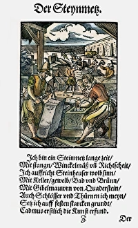 STONEMASONS, 1568. Woodcut, 1568, by Jost Amman STONEMASONS, 1568. Woodcut, 1568, by Jost Amman
