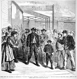 STRIKE AMONG COAL MINERS of Pennsylvania. Coal miners and their wives taunting Blacklegs, or strikebreakers STRIKE AMONG COAL MINERS of Pennsylvania. Coal miners and their wives taunting Blacklegs, or strikebreakers