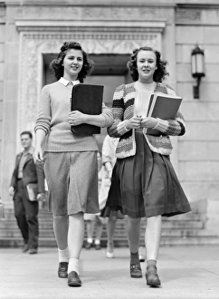 Students coming out of the library at Iowa State College. Ames, Iowa. Photograph by Jack Delano, May 1942 Students coming out of the library at Iowa State College. Ames, Iowa. Photograph by Jack Delano, May 1942