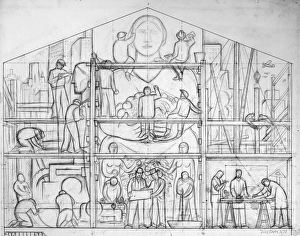 Study for a fresco at the San Francisco Art Institute. Pencil on paper by Diego Rivera Study for a fresco at the San Francisco Art Institute. Pencil on paper by Diego Rivera