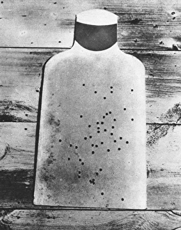 SUBMACHINE GUN, 1920. The target used by F SUBMACHINE GUN, 1920. The target used by F