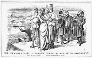 SUEZ CANAL: CARTOON, 1869. From the Great Pyramid. (A Bird's-Eye View of the Canal SUEZ CANAL: CARTOON, 1869. From the Great Pyramid. (A Bird's-Eye View of the Canal