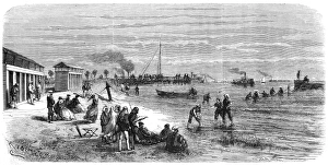 SUEZ CANAL CONSTRUCTION. Sea bathing at Ismailia, Egypt SUEZ CANAL CONSTRUCTION. Sea bathing at Ismailia, Egypt