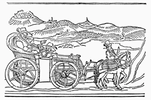 SURVEYING, 1598. A surveyor and his assistant take comfortable sightings on the SURVEYING, 1598. A surveyor and his assistant take comfortable sightings on the