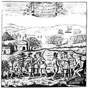 SWEDISH COLONISTS & NATIVE AMERICANS. Swedish colonists trading with Delaware Native Americans at New Sweden, Delaware SWEDISH COLONISTS & NATIVE AMERICANS. Swedish colonists trading with Delaware Native Americans at New Sweden, Delaware