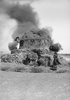 SYRIA: KILN, c1910. Burning thorns in a lime kiln in Homs, Syria. Photograph, c1910 SYRIA: KILN, c1910. Burning thorns in a lime kiln in Homs, Syria. Photograph, c1910