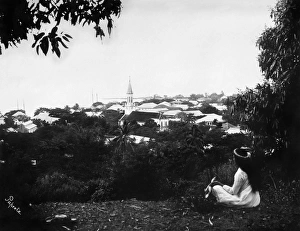 TAHITI: PAPEETE, c1910. A hill overlooking Papeete, Tahiti in French Polynesia TAHITI: PAPEETE, c1910. A hill overlooking Papeete, Tahiti in French Polynesia