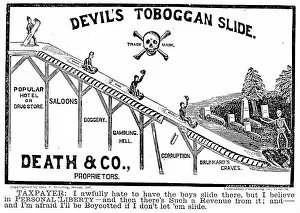 Propaganda Gallery: TEMPERANCE MOVEMENT, 1887. Devils Toboggan Slide. Temperance broadsheet published, 1887