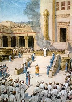 Worship Collection: TEMPLE OF SOLOMON. Dedication of the Temple of Solomon in Jerusalem. Painting by William Hole