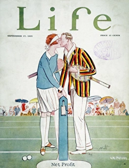 TENNIS COURT ROMANCE, 1925. Net Profit. Tennis court romance on a Life cover, 1925 TENNIS COURT ROMANCE, 1925. Net Profit. Tennis court romance on a Life cover, 1925