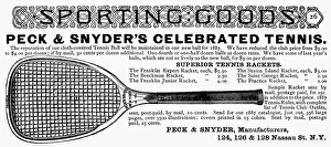 TENNIS RACKET, 1887. American magazine advertisement TENNIS RACKET, 1887. American magazine advertisement