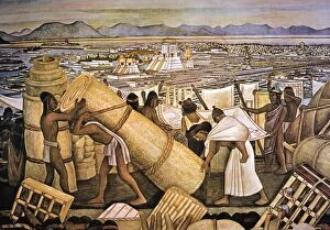 TENOCHTITLAN (MEXICO CITY). Great Tenochtitlan / The Market: detail from Diego Riveras mural of market day in the Aztec