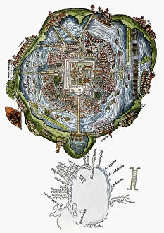 Maps Gallery: TENOCHTITLAN (MEXICO CITY). Mexico City at the time of the Spanish Conquest