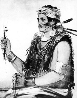 TENSKWATAWA (c1768-1834). The Prophet'. Native American Shawnee mystic. Oil on canvas TENSKWATAWA (c1768-1834). The Prophet'. Native American Shawnee mystic. Oil on canvas