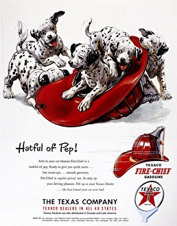 TEXACO ADVERTISEMENT, 1951. American advertisement for Texaco Fire Chief gasoline, 1951 TEXACO ADVERTISEMENT, 1951. American advertisement for Texaco Fire Chief gasoline, 1951