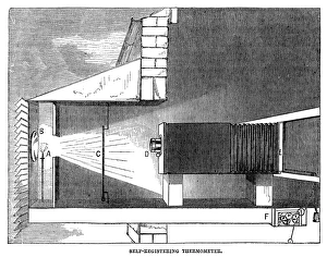 THERMOMETER, 1869. A self-registering thermometer, used at the meteorological observatory THERMOMETER, 1869. A self-registering thermometer, used at the meteorological observatory