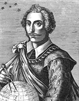 THOMAS CAVENDISH (c1560-1592). English navigator. Woodcut, Flemish, 1695 THOMAS CAVENDISH (c1560-1592). English navigator. Woodcut, Flemish, 1695