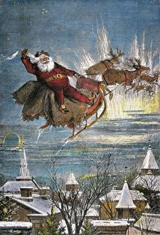 Santa Claus Collection: THOMAS NAST: SANTA CLAUS. Merry Christmas to all, and to all a good night. Engraving by Thomas Nast