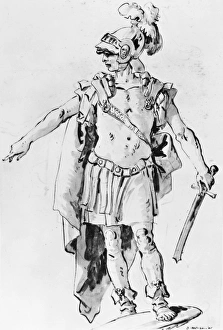 TIEPOLO: ROMAN SOLDIER. Roman soldier. Pen and wash drawing by Giovanni Battista Tiepolo TIEPOLO: ROMAN SOLDIER. Roman soldier. Pen and wash drawing by Giovanni Battista Tiepolo
