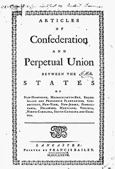 Images Dated 18th May 2007: Title page of the first printed copy of the Articles of Confederation, 1777